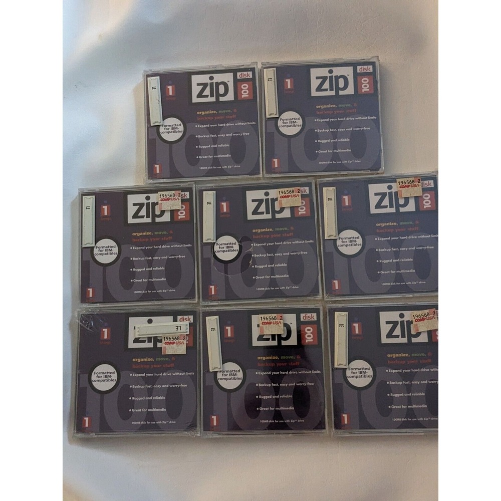 Lot Of 8 Iomega 100 MB Zip Drive Disks IBM Formatted Genuine Jewel Case NEW
